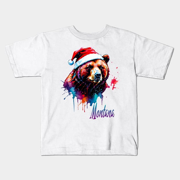 Santa Grizz Kids T-Shirt by Drawing a Blank Creations